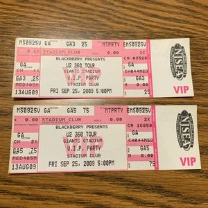 U2 360 TOUR VIP Party Concert Tickets